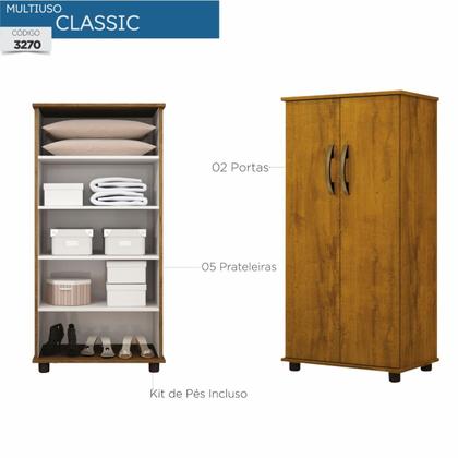 Imagem de Armário Multiuso - Sapateira Classic mdf/mdp 4 Prateleiras 5 espaços 2 Portas - Com pés - Benetil