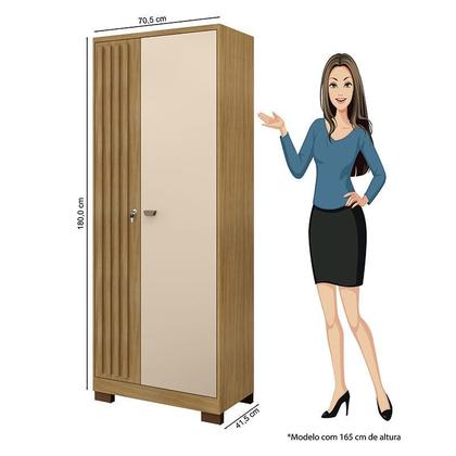 Imagem de Armário Multiuso Versatile 2 Portas com Chave Carvalho Americano Off White - Incorplac