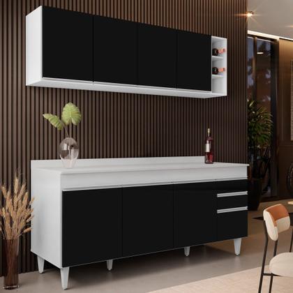 Imagem de Armário Nevada e Balcão 180cm com Tampo Dallas Branco/Preto - Lumil