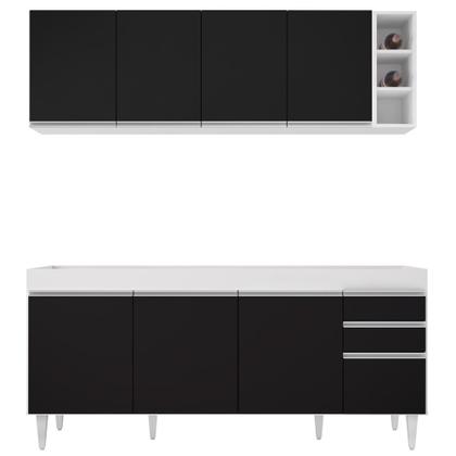 Imagem de Armário Nevada e Balcão 180cm com Tampo Dallas Branco/Preto - Lumil