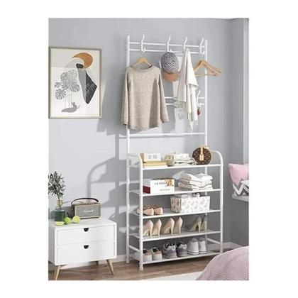 Imagem de Armário organizador arara 5 prateleiras cabideiro e sapateira