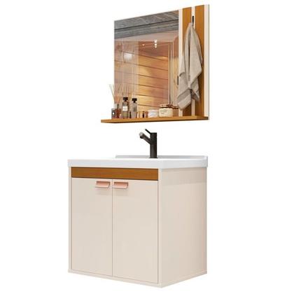 Imagem de Armário Organizador Gabinete De Banheiro 2 Portas Com Espelheira Prateleira - Palas - G2 Plus