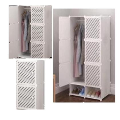 Imagem de Armario organizador guarda roupa 6 portas sapateira modular cabideiro arara estante vintage branca