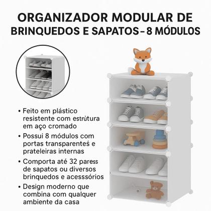 Imagem de Armário Organizador Modular 8 Módulos Para Sapatos Roupas E Brinquedos