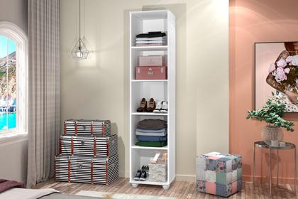 Imagem de Armário Organizador Multiuso Para Lavanderia/Cozinha 1 Porta 4 Prateleiras Sofia Branco - JA