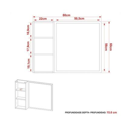 Imagem de Armário p/ Banheiro BN3645 80x60cm Branco - Tecno Mobili