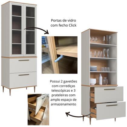 Imagem de Armário Paneleiro 2 Portas 2 Gavetas Vidro Fume Isabelle