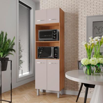 Imagem de Armário Paneleiro 4 Portas para Cozinha Mara Savana/Off White - Moblis