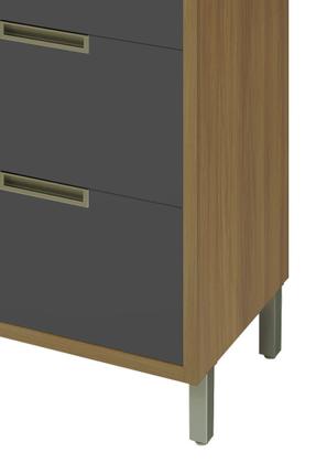 Imagem de Armário Paneleiro Torre Quente 1 Porta e 3 Gavetas Imperatriz Freijó com Grafite - Nesher