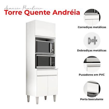 Imagem de Armário Paneleiro Torre Quente 2 Fornos Ambiente Andréia Branco Brilho - AJL
