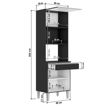 Imagem de Armário Paneleiro Torre Quente 2 Fornos Andréia Preto Fosco - Ajl