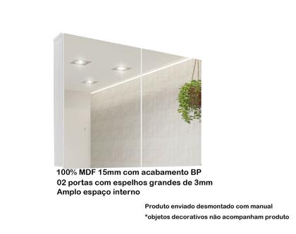 Imagem de Armário para banheiro aéreo 02 portas com espelhos Malbec Branco Móveis Bosi