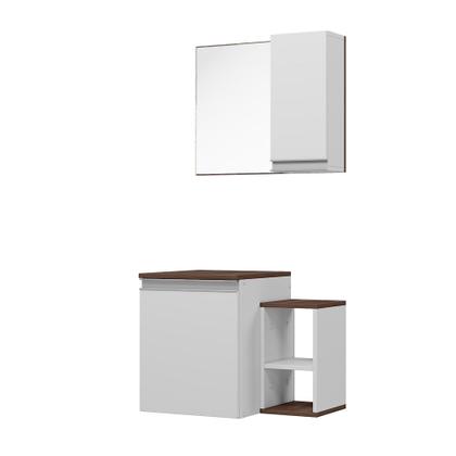 Imagem de Armário Para Banheiro com Espelho Itália Nogal e Branco
