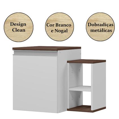 Imagem de Armário Para Banheiro com Espelho Itália Nogal e Branco