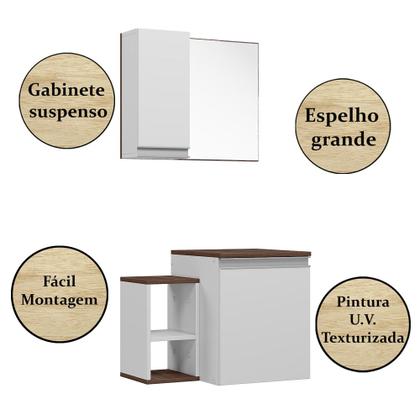 Imagem de Armário Para Banheiro com Espelho Itália Nogal e Branco