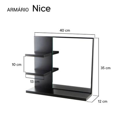 Imagem de Armário para Banheiro com Espelho Nice Preto 40cm