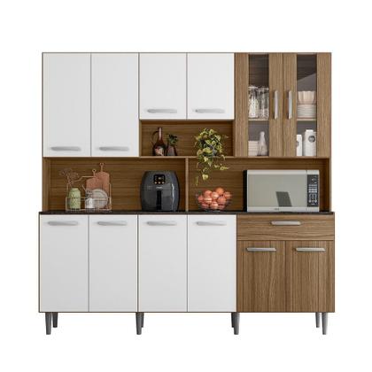 Imagem de Armário para Cozinha 12 Portas 1 Gaveta Clara Yescasa Bege/Carvalho/Branco