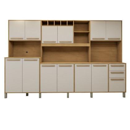 Imagem de Armário para Cozinha 13 Portas 2 Gavetas Ágata Bege/Cinamomo/Off White