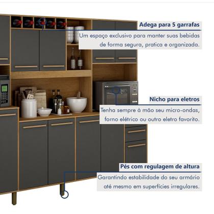 Imagem de Armário para Cozinha 13 Portas 2 Gavetas Agata