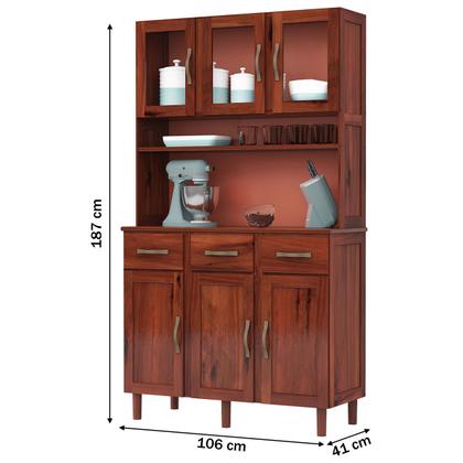 Imagem de Armário para Cozinha 6 Portas 3 Gavetas Madeira Maciça Castanho 46 - Lanes