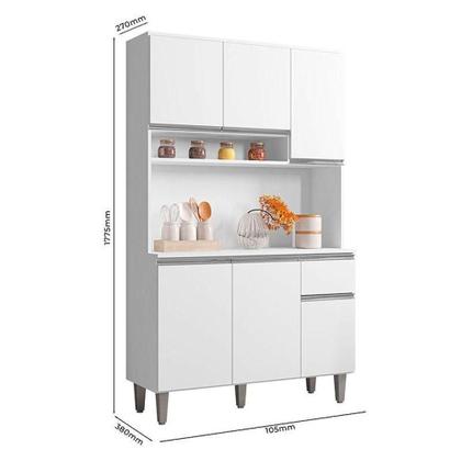 Imagem de Armário Para Cozinha Ambiente Kit Márcia Branco Brilho - Ajl
