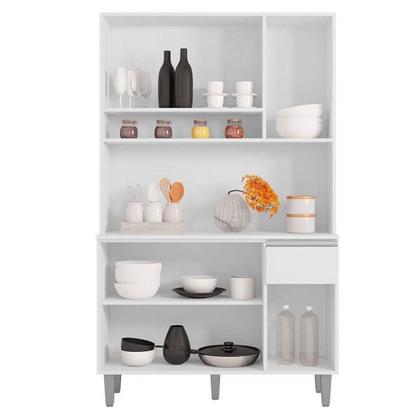 Imagem de Armário Para Cozinha Ambiente Kit Márcia Branco Brilho - Ajl