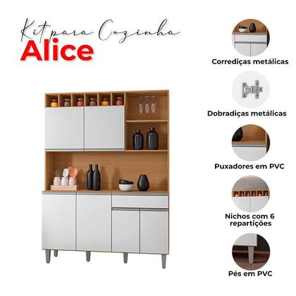 Imagem de Armário para Cozinha Kit Ambiente Alice Amêndoa Branco - AJL