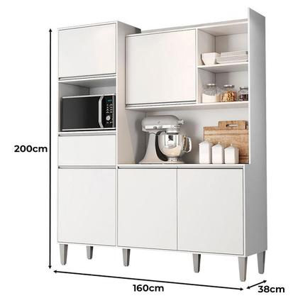 Imagem de Armário para Cozinha Kit Ambiente Isabel Branco Brilho - AJL