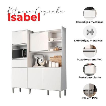 Imagem de Armário para Cozinha Kit Ambiente Isabel Branco Brilho - AJL
