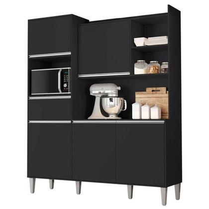 Imagem de Armário Para Cozinha Kit Ambiente Isabel Preto Fosco - Ajl