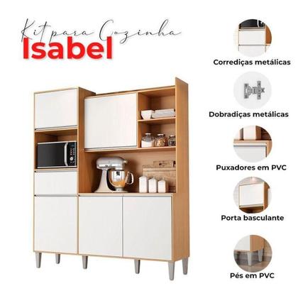 Imagem de Armário Para Cozinha Kit Isabel Amêndoa Branco - Ajl
