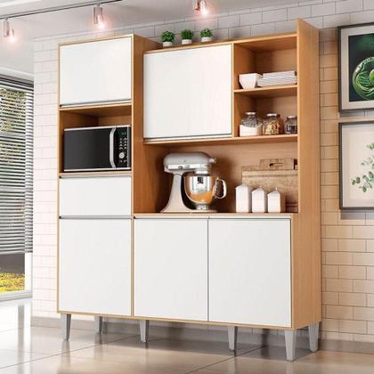 Imagem de Armário Para Cozinha Kit Isabel Amêndoa Branco - Ajl