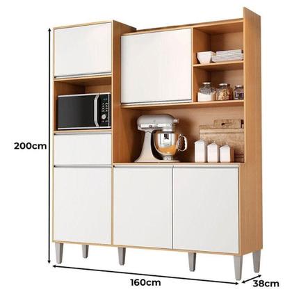 Imagem de Armário Para Cozinha Kit Isabel Amêndoa Branco - Ajl