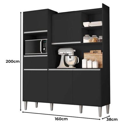Imagem de Armário para Cozinha Kit Isabel Preto Fosco - AJL