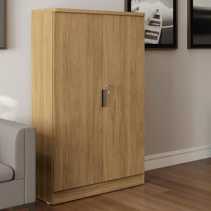 Imagem de Armário para Escritório Alto com 2 Portas e 4 Prateleiras com Chave 161x91cm Versátil Itapuã