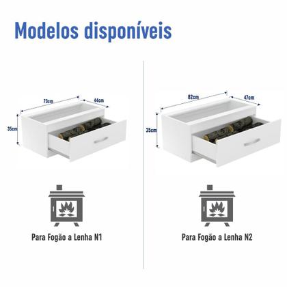 Imagem de Armário para Fogão a Lenha N2 com Gaveta para Lenha Embutida Branco