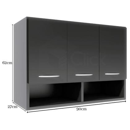 Imagem de Armário Parede Suspenso Multiuso Quarto Cozinha 3 Portas