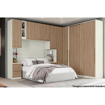 Imagem de Armário Ponte Modulado Aéreo Casal c/ 3 Portas MC13 Seletto Areia/Jequitibá - Henn