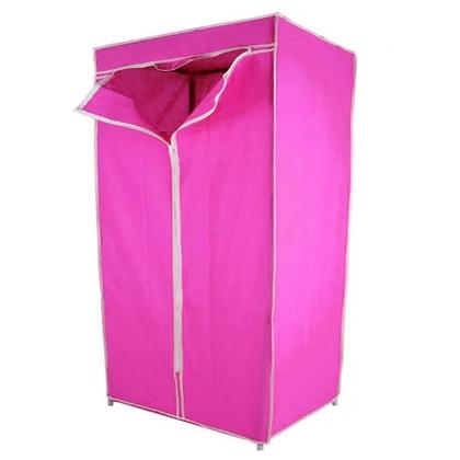 Imagem de Armário Portátil Dobrável Guarda Roupa Cabideiro Arara Prateleira Multifuncional Praia Rosa