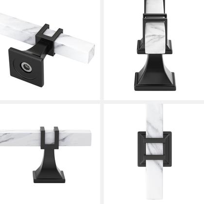 Imagem de Armário puxa mármore branco Lepatape de 7,6 cm com alças pretas, pacote com 10