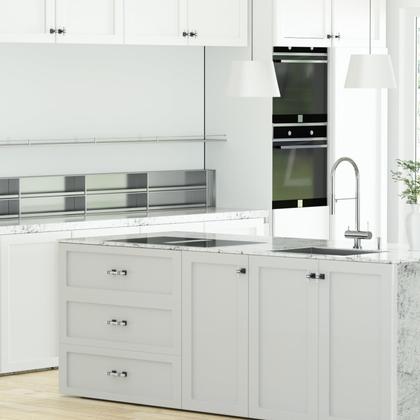 Imagem de Armário puxa mármore branco Lepatape de 7,6 cm com alças pretas, pacote com 10