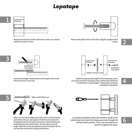 Imagem de Armário puxa mármore branco Lepatape de 7,6 cm com alças pretas, pacote com 10