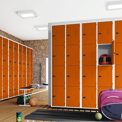 Imagem de Armário Roupeiro Aço 8 Portas Academia Guarda Volume Laranja