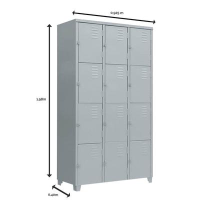 Imagem de Armário Roupeiro De Aço Locker Vestiário com 12 Portas Guarda-Volumes 