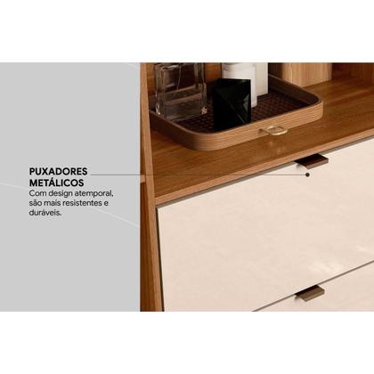 Imagem de Armário Sapateira Quarto Joy c/ 2 Portas 2 Gavetas e Espelho Amendola/Off White - Demóbile