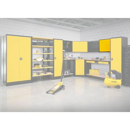 Imagem de Armário Superior Ferramentas Oficina Modular Vonder Aéreo Capacidade 30kg Aço Carbono Preto Amarelo