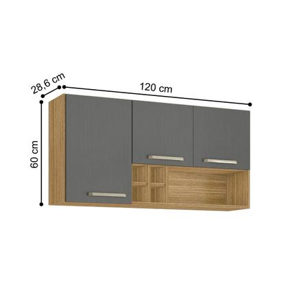 Imagem de Armário Suspenso 1 Prateleira e 3 Portas San Freijó Gris