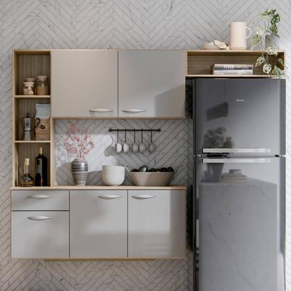 Imagem de Armário Suspenso Isis Para Cozinha Compacta Completa Com 5 Portas E 1 Gaveta Poquema