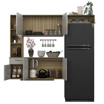 Imagem de Armário Suspenso Isis Para Cozinha Compacta Completa Com 5 Portas E 1 Gaveta Poquema