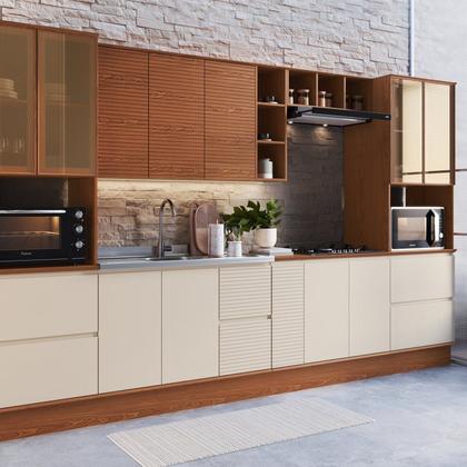 Imagem de Armário Torre Forno para Micro-ondas 100% Mdf com Vidro Reflecta e Detahes em 45 Graus